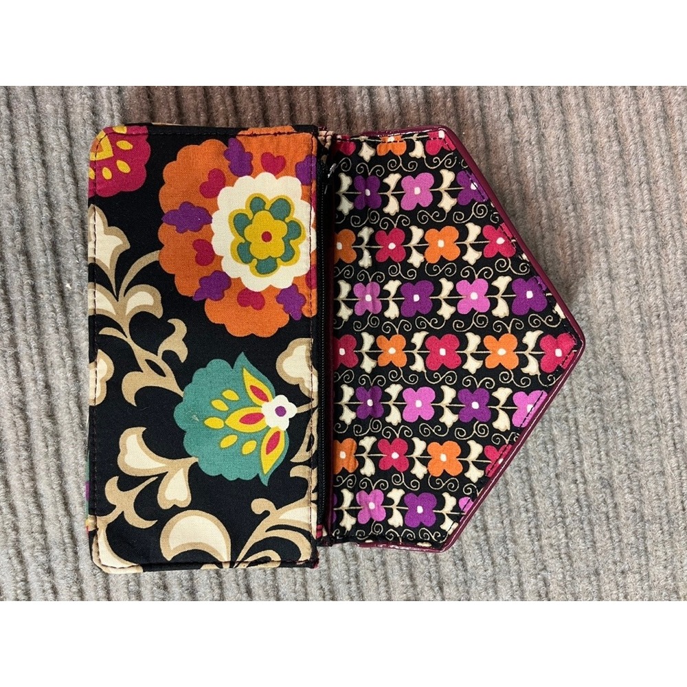 Vera Bradley Patchwork Floral Quilted Envelope Clutch Wallet Multi Color Paisley - Picture 9 of 10